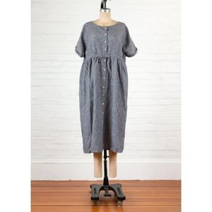 Artemesia | French Linen Lagenlook Midi Dress in Chambray NEW Size Small
